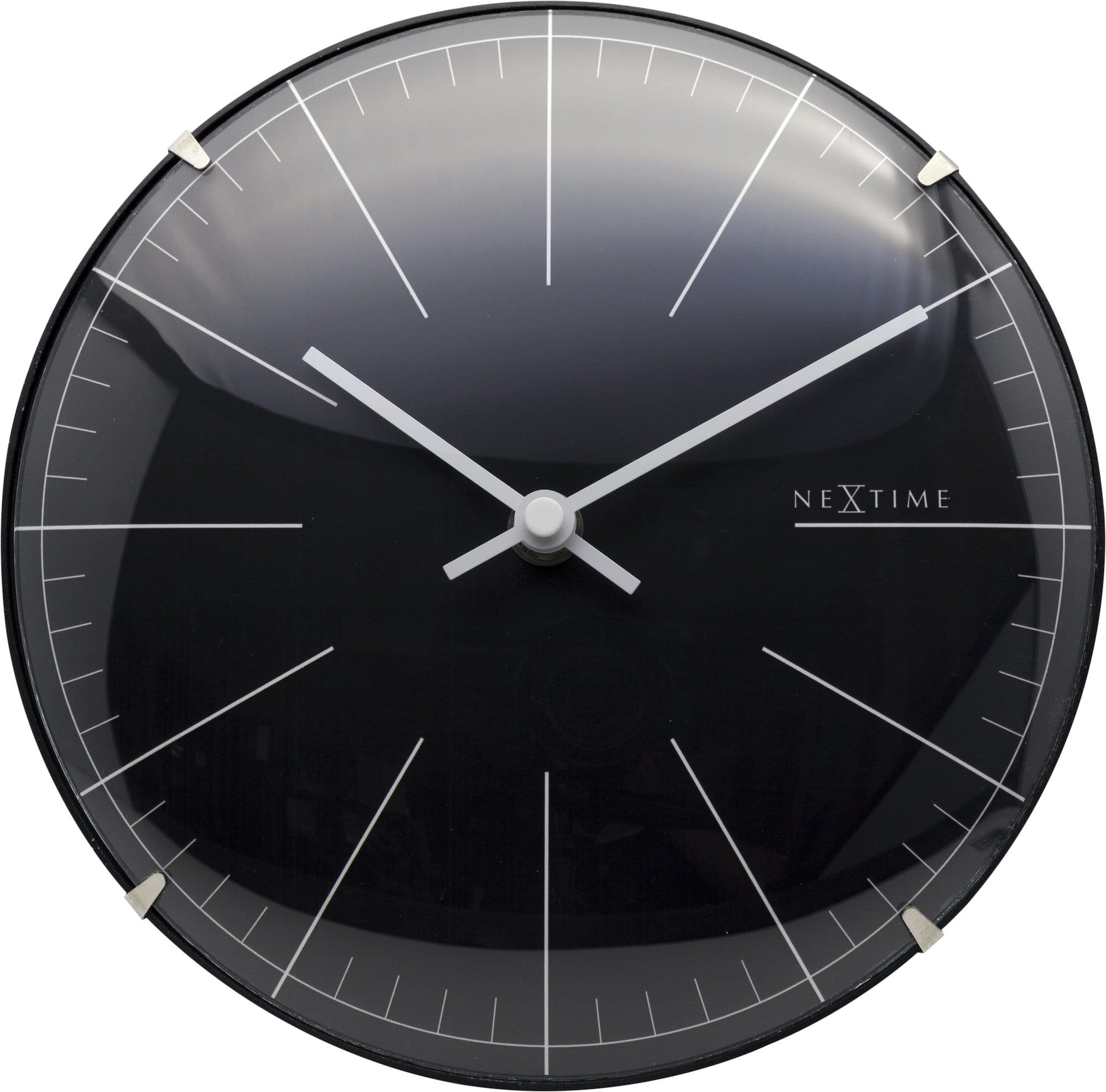 NeXtime Big Stripe Mini Dome glass wall or table clock with a 20cm dome-shaped design and bold stripe pattern.